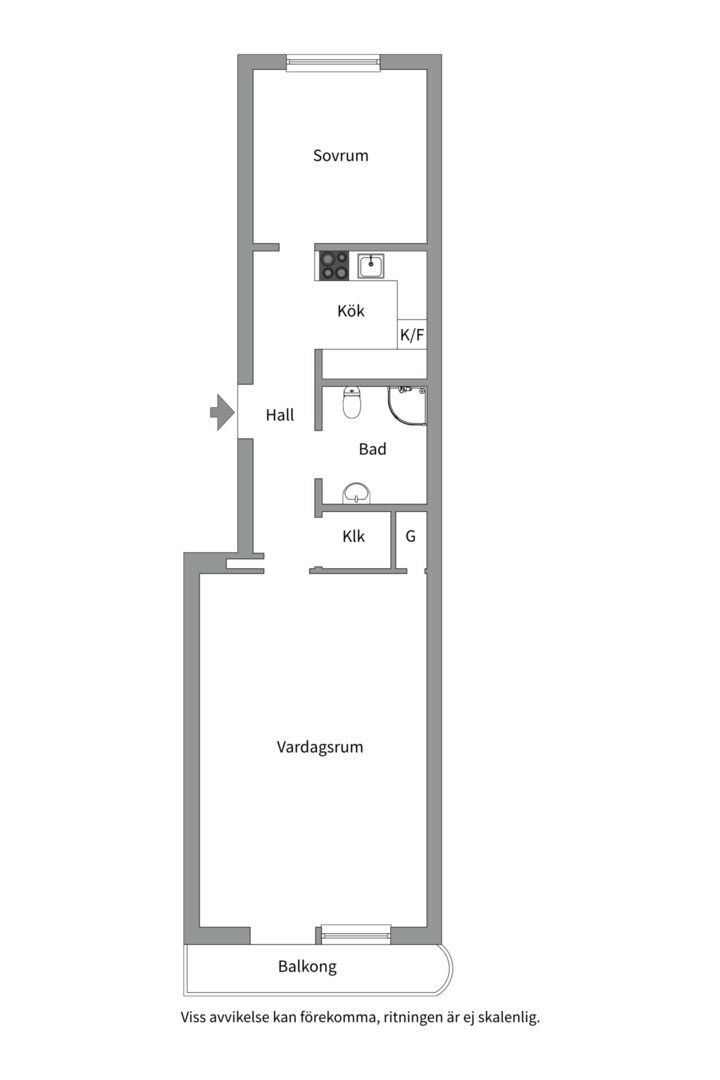 Planlösning från Luthagsesplanaden 24C, Såld i Luthagen, Uppsala