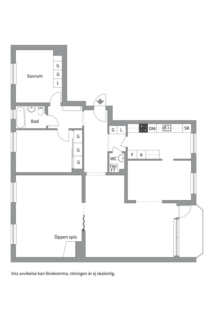 Planlösning från Svartbäcksgatan 41, Såld i Centrum, Uppsala