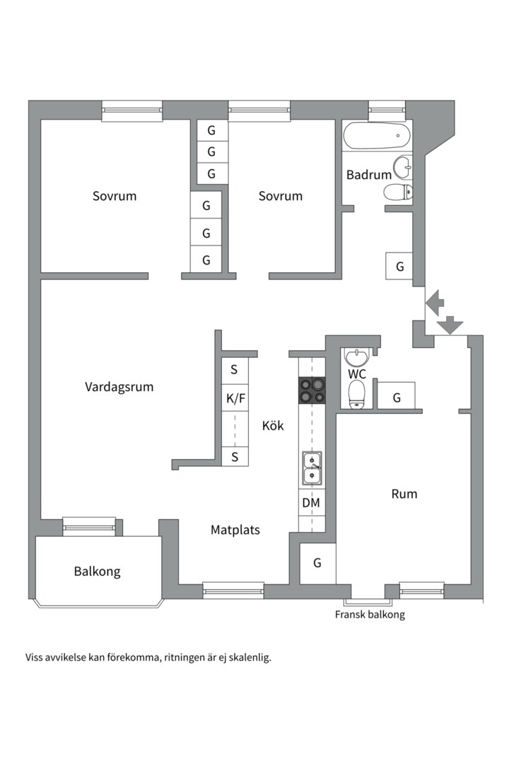 Planlösning från Prästgårdsgatan 9A, Såld i Luthagen, Uppsala