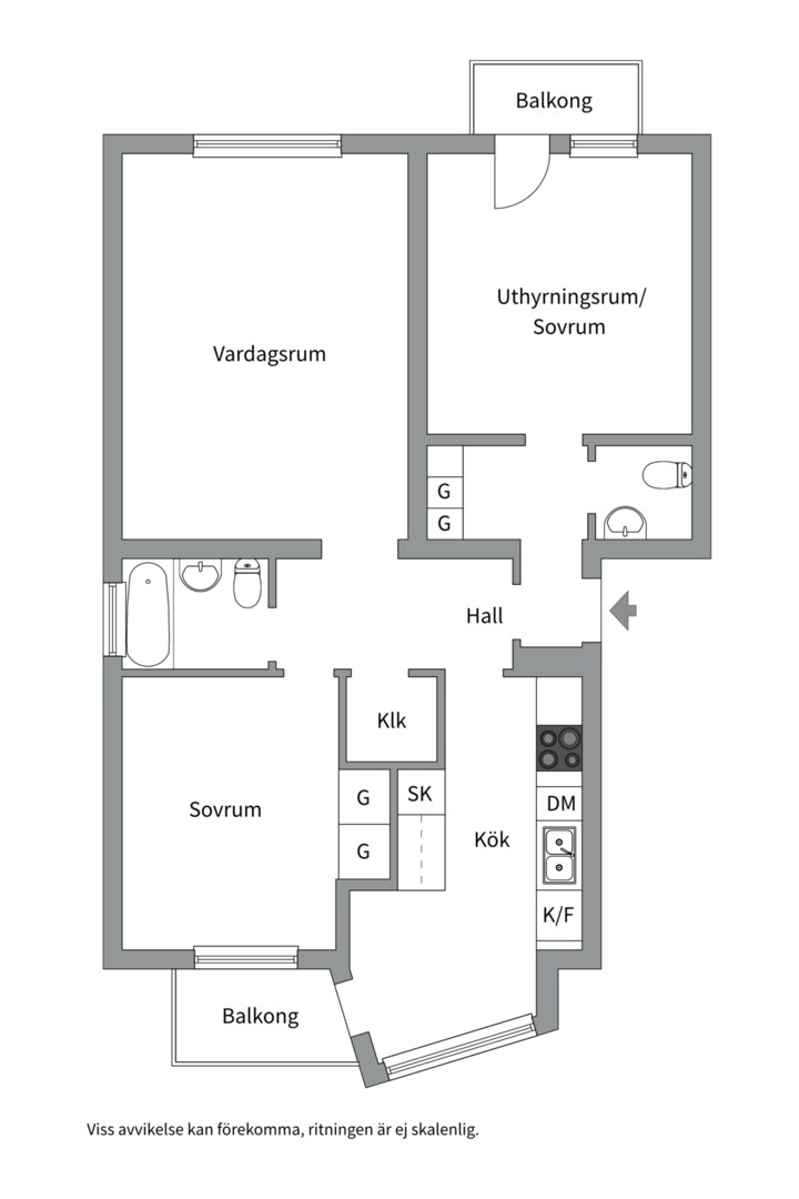 Planlösning från Tunagatan 3B, Såld i Svartbäcken, Uppsala