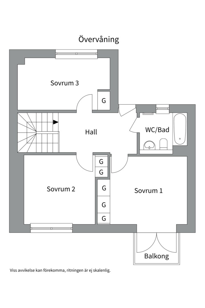Planlösning från Vitmossvägen 16, Såld i Lindbacken, Uppsala