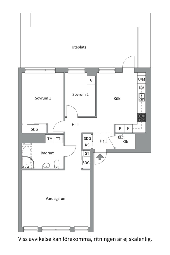 Planlösning från Gränbyvägen 2C, Såld i Gränby backe, Uppsala