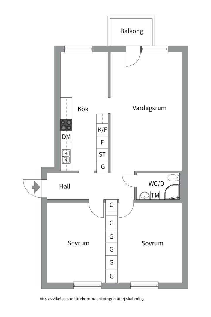 Planlösning från Norrlandsgatan 44 A, Såld i Luthagen, Uppsala