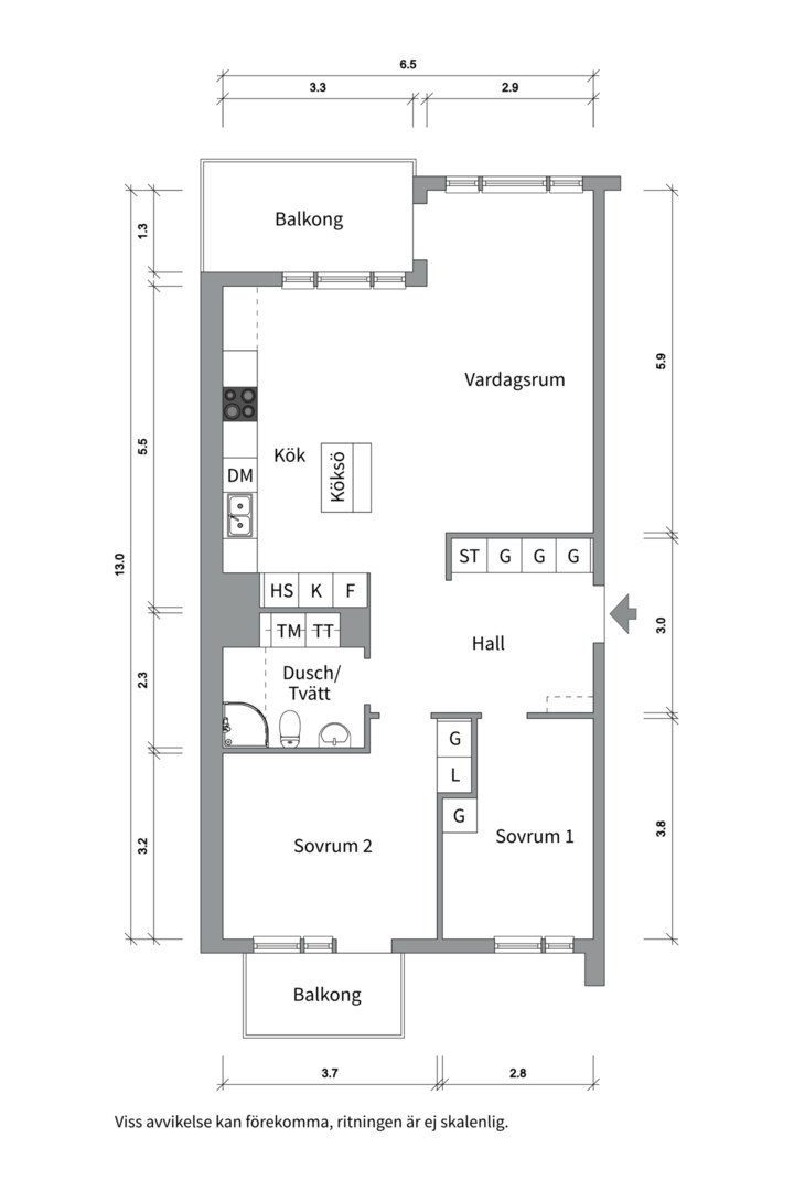 Planlösning från Kapellgatan 2, Såld i Kapellgärdet, Uppsala