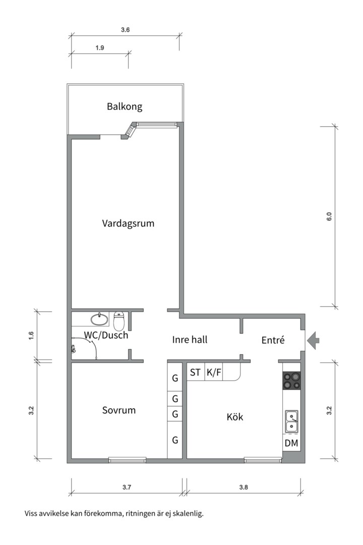 Planlösning från Vallbygatan 1, Såld i Fålhagen, Uppsala