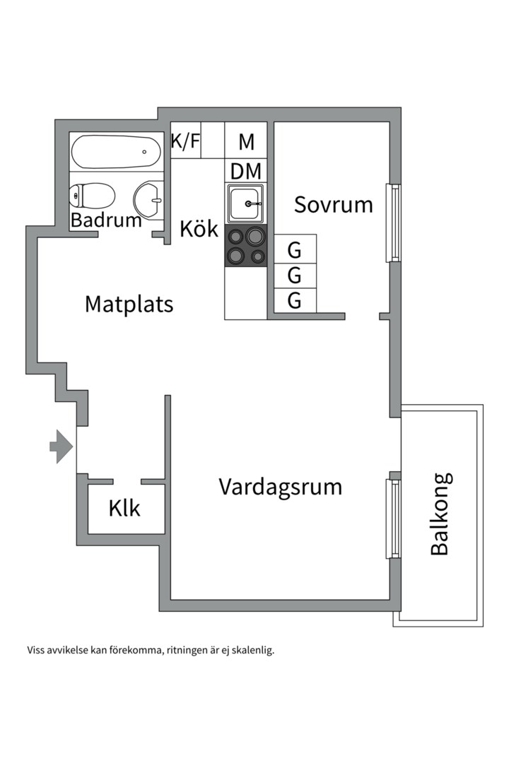 Planlösning från Vaksalagatan 38A, Såld i Höganäs, Uppsala
