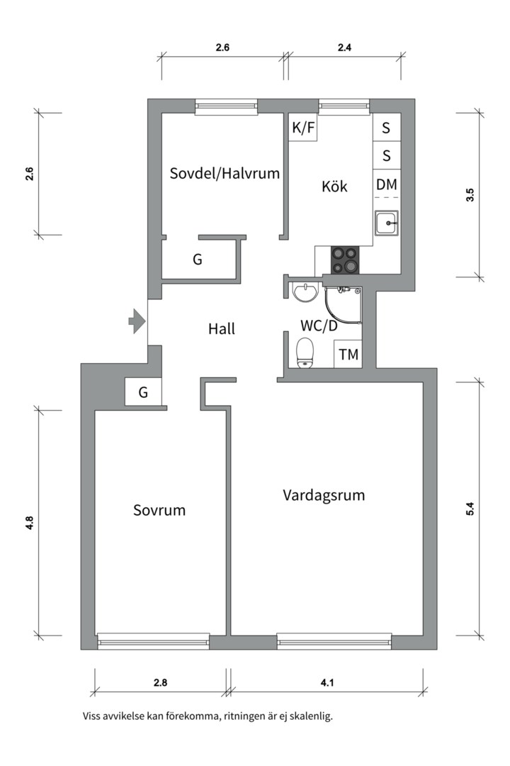 Planlösning från Botvidsgatan 6C, Såld i Höganäs, Uppsala