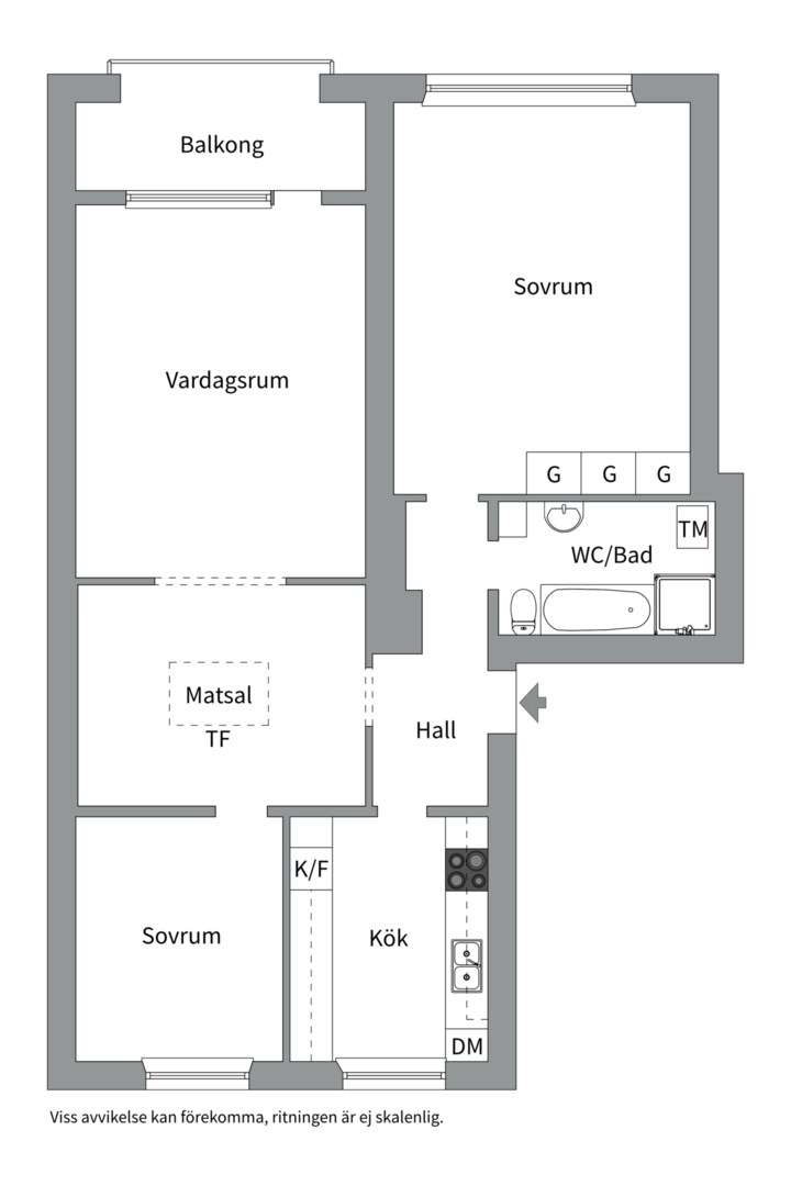 Planlösning från Vindhemsgatan 15 B, Såld i Luthagen, Uppsala