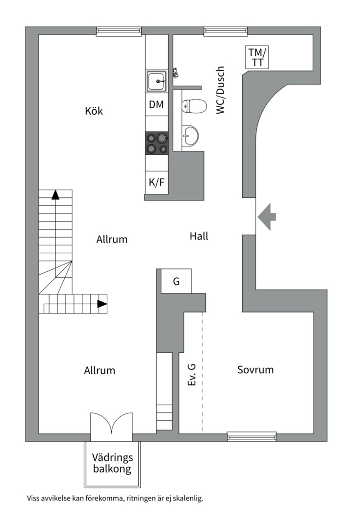 Planlösning från Närkesgatan 4, Såld i Södermalm - SoFo, Stockholm