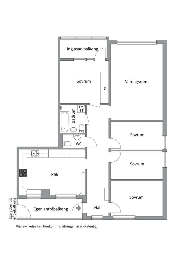 Planlösning från Murargatan 33, Såld i Salabacke, Uppsala