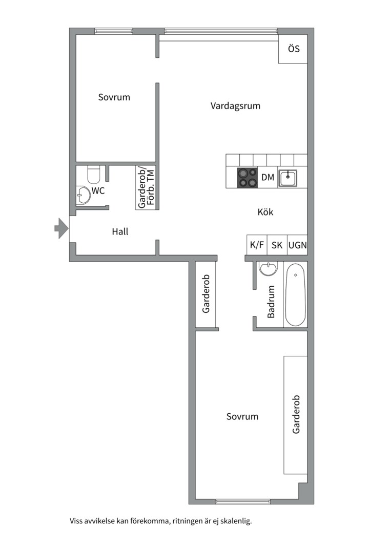 Planlösning från Drottninggatan 90B, Såld i Norrmalm, Stockholm