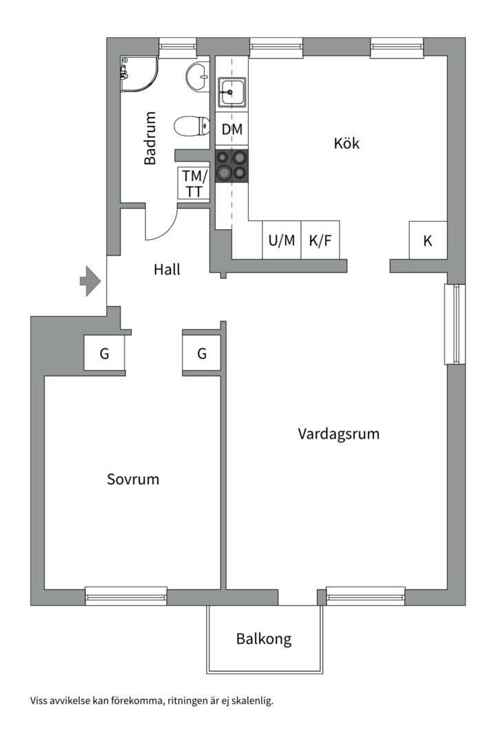Planlösning från Folkungagatan 8A, Såld i Svartbäcken, Uppsala