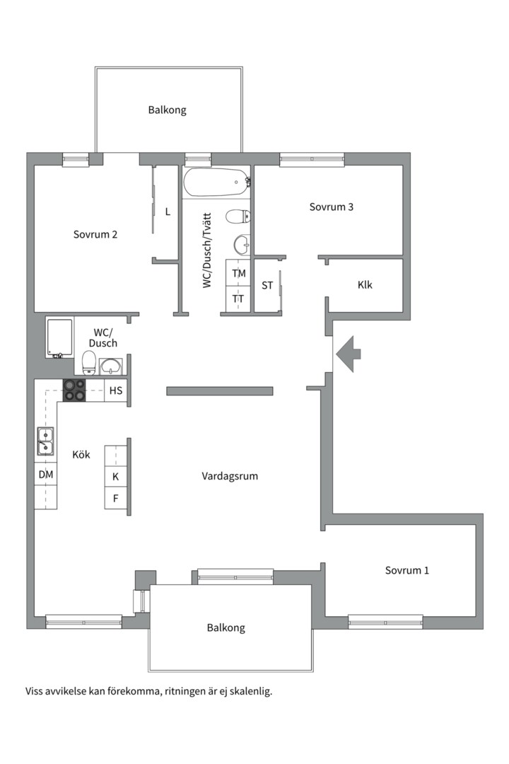 Planlösning från Ellegatan 5, Såld i Centrum, Uppsala