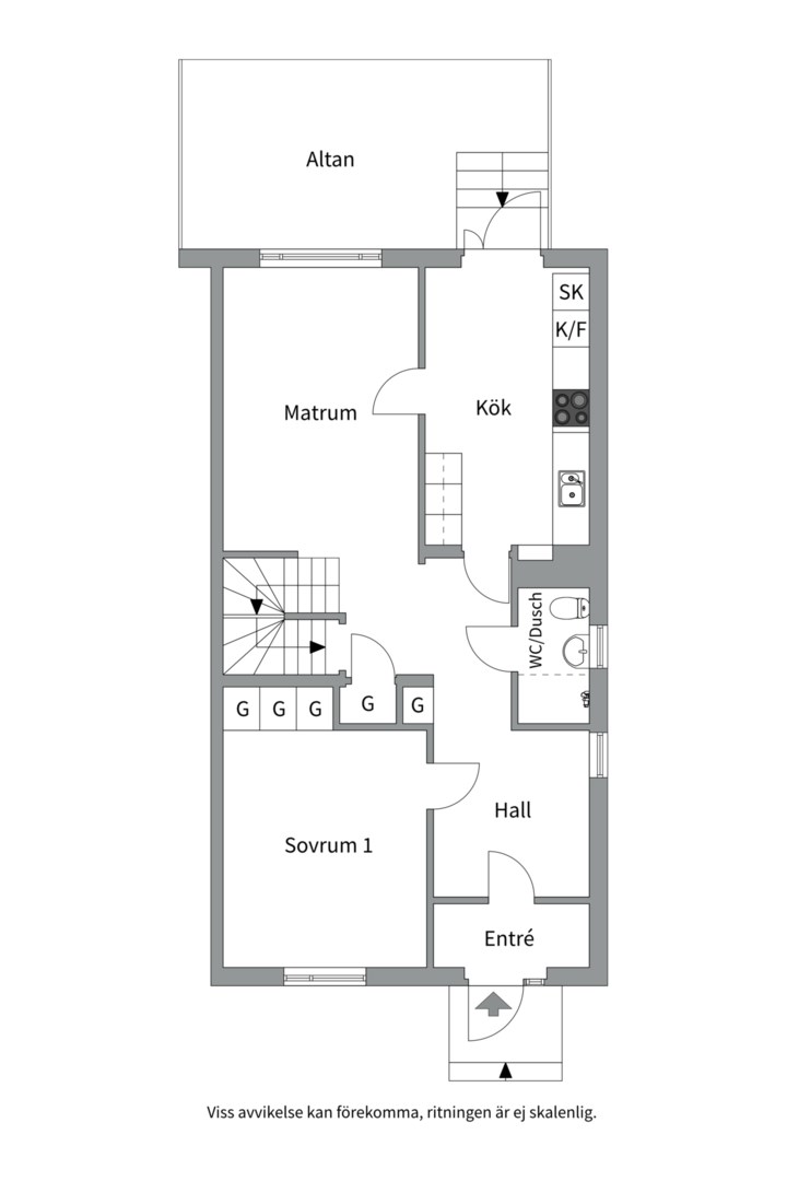 Planlösning från Eriksbergsvägen 12A, Såld i Sommarro, Uppsala