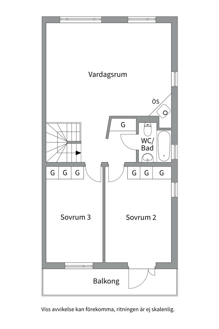 Planlösning från Eriksbergsvägen 12A, Såld i Sommarro, Uppsala