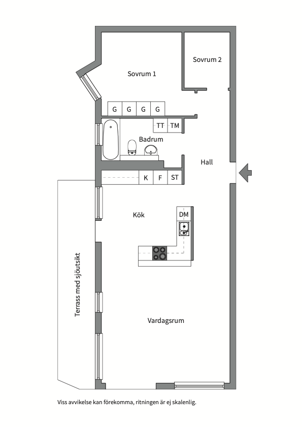 Planlösning från Gustaf De Lavals Väg 18, Såld i Järla sjö, Nacka