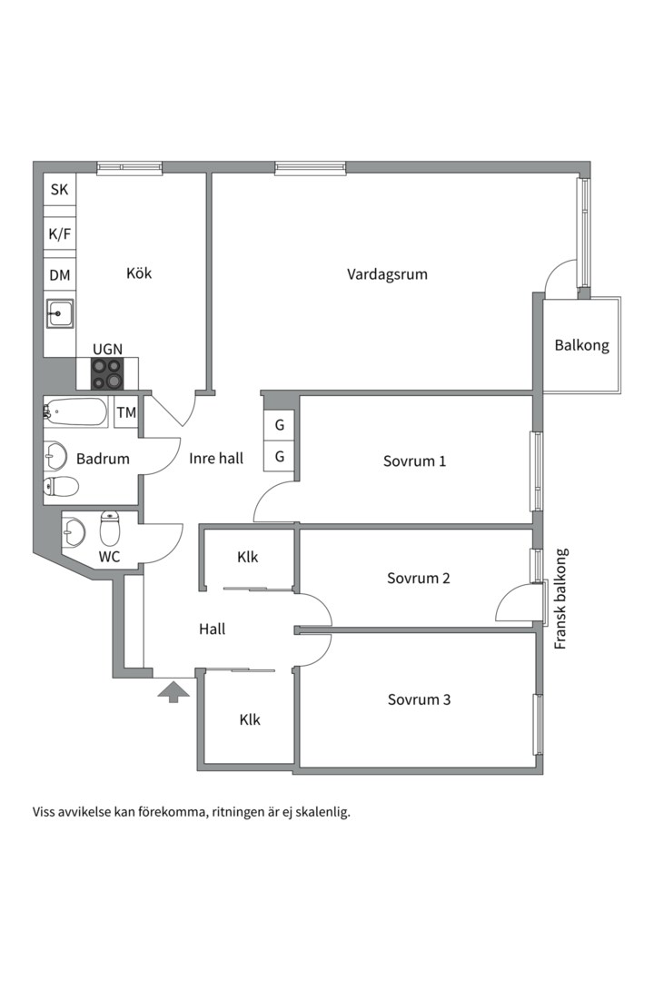 Planlösning från Atlasvägen 61, Såld i Sickla, Nacka