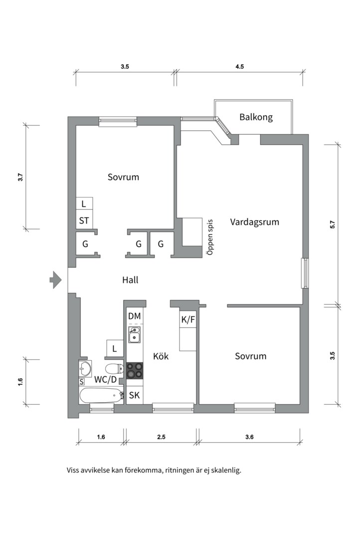 Planlösning från Banérgatan 10A, Såld i Kåbo, Uppsala