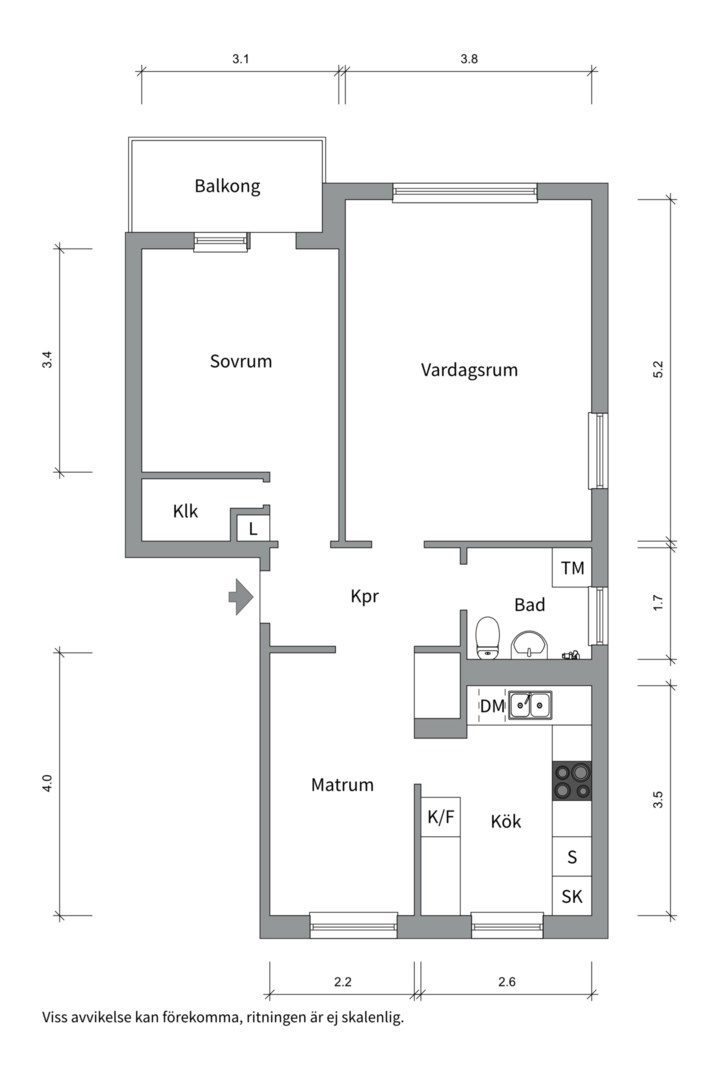 Planlösning från Gnejsvägen 3 A, Såld i Eriksberg, Uppsala