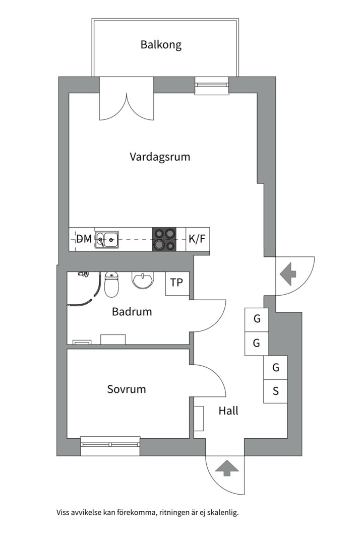 Planlösning från Torkelsgatan 17G, Såld i Fålhagen, Uppsala