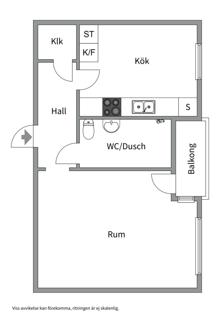 Planlösning från Byggmästargatan 1B, Såld i Salabacke, Uppsala