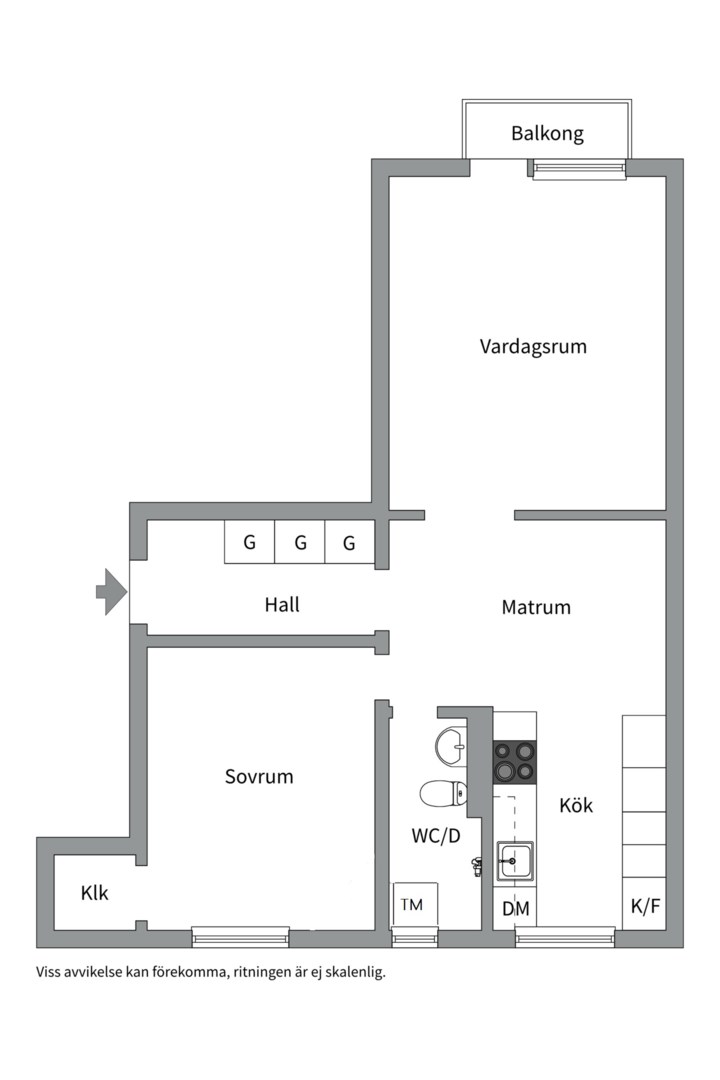 Planlösning från S:t Olofsgatan 43B, Såld i Höganäs, Uppsala