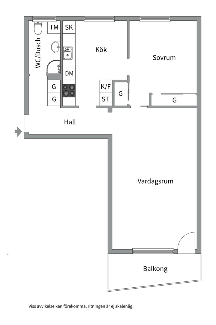 Planlösning från Byggmästargatan 7B, Såld i Salabacke, Uppsala