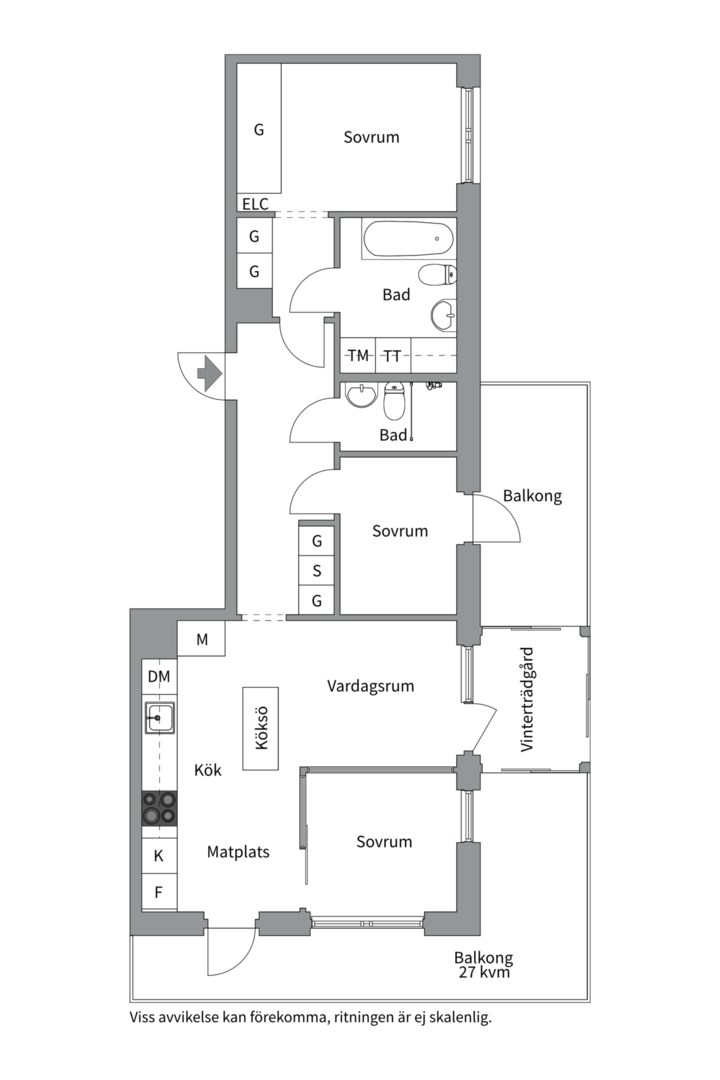 Planlösning från Tollareslingan 7, 2 tr, Såld i Tollare, Nacka