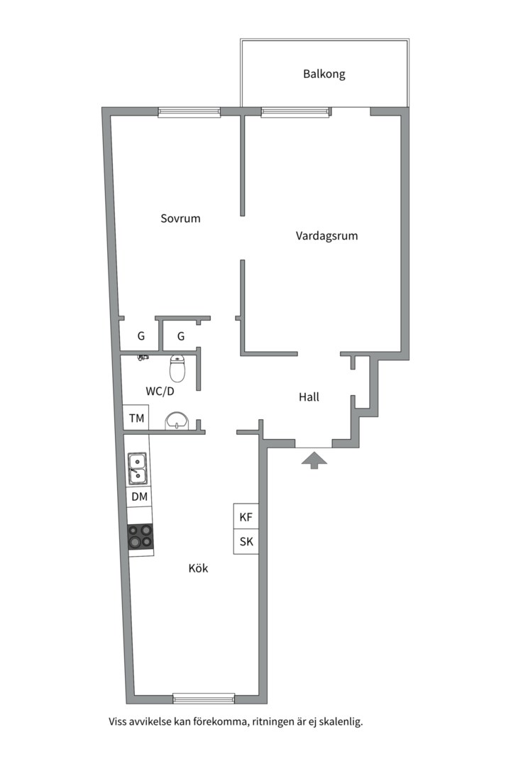Planlösning från Åsgränd 2 B, Såld i Öfre Slotts, Uppsala
