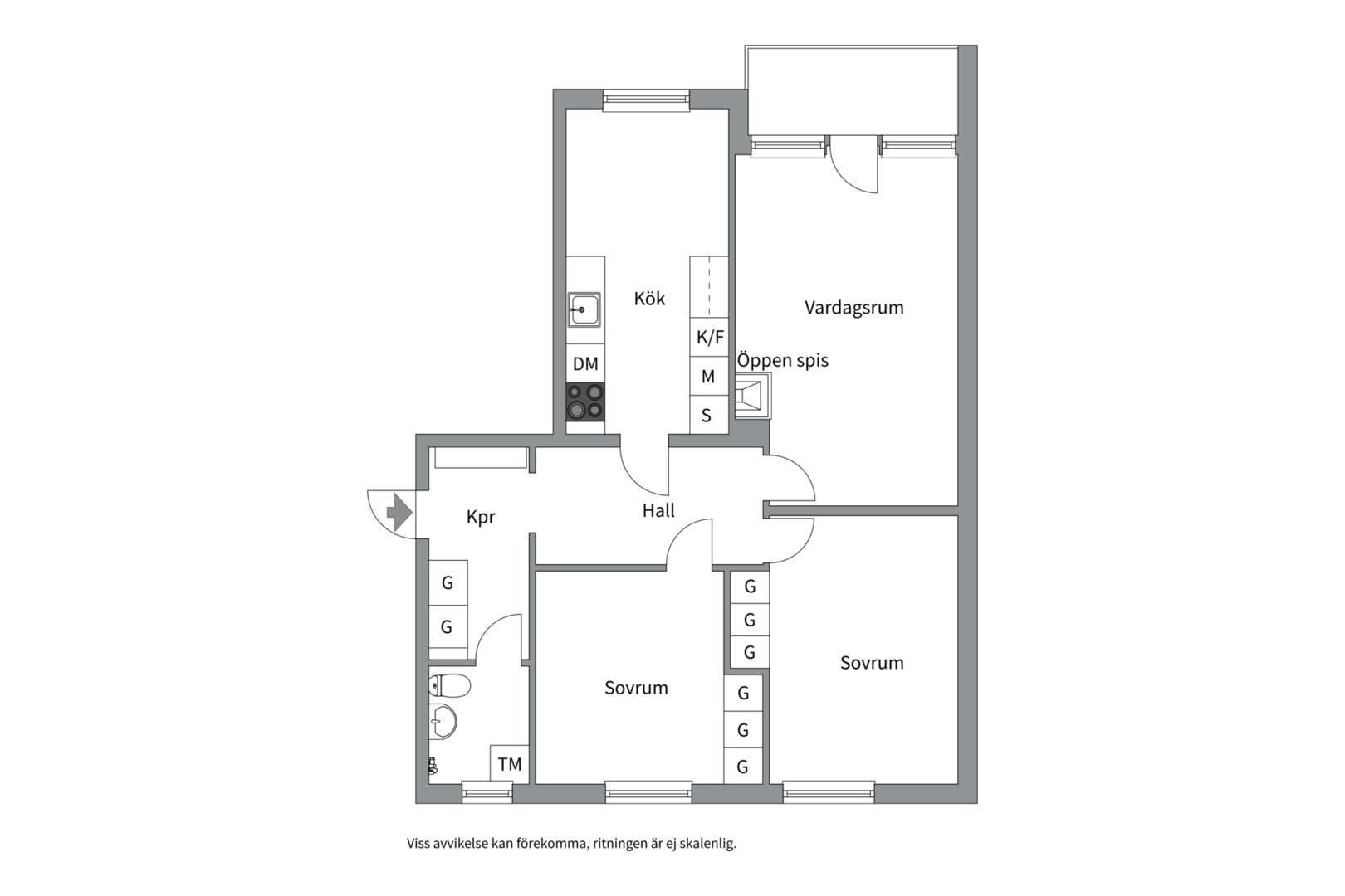Planlösning från Årstagatan 18B, Såld i Salabacke, Uppsala