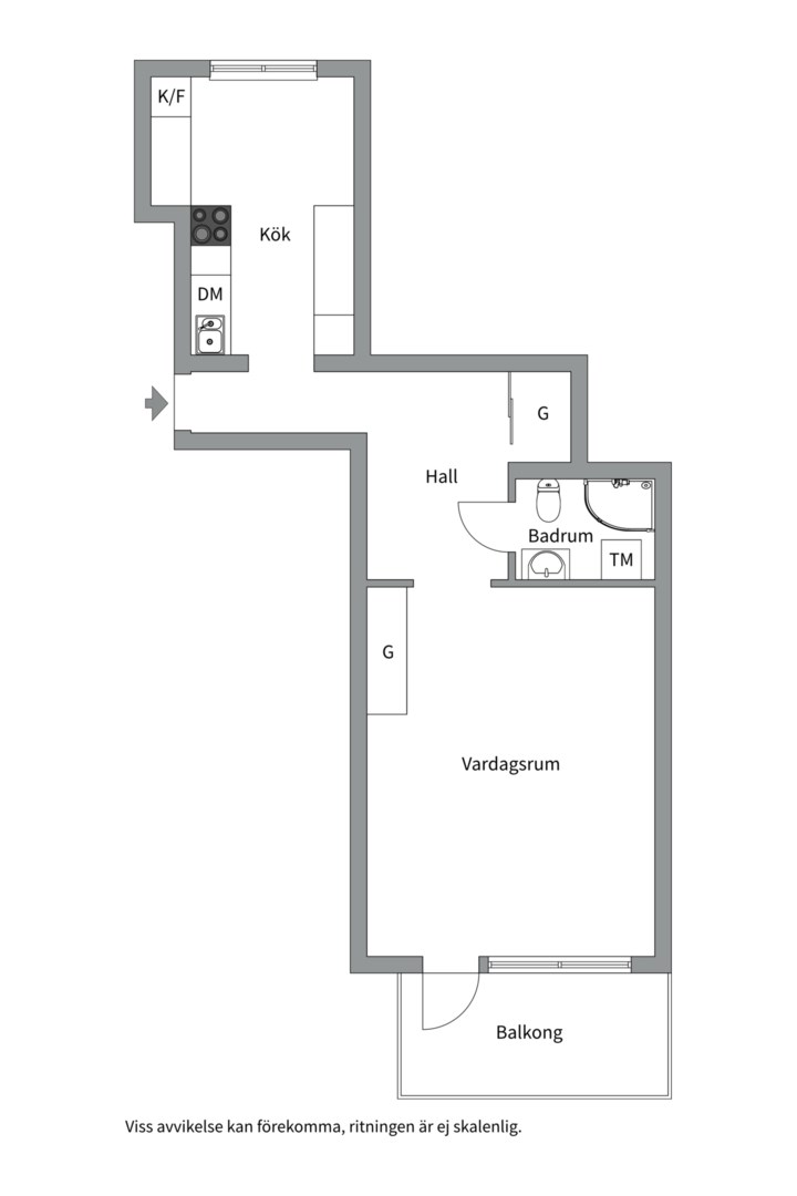 Planlösning från Fålhagsleden 8C, Såld i Fålhagen, Uppsala