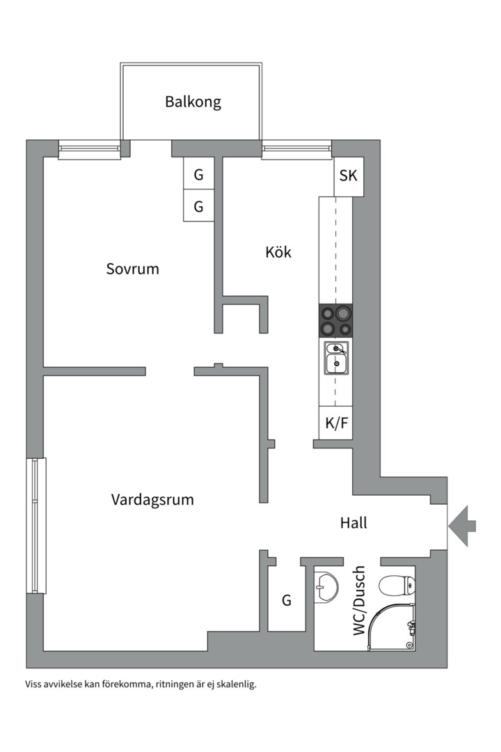 Planlösning från Götgatan 20 A, Såld i Luthagen, Uppsala