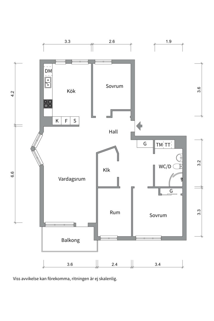 Planlösning från Portalgatan 15, Såld i Kapellgärdet, Uppsala