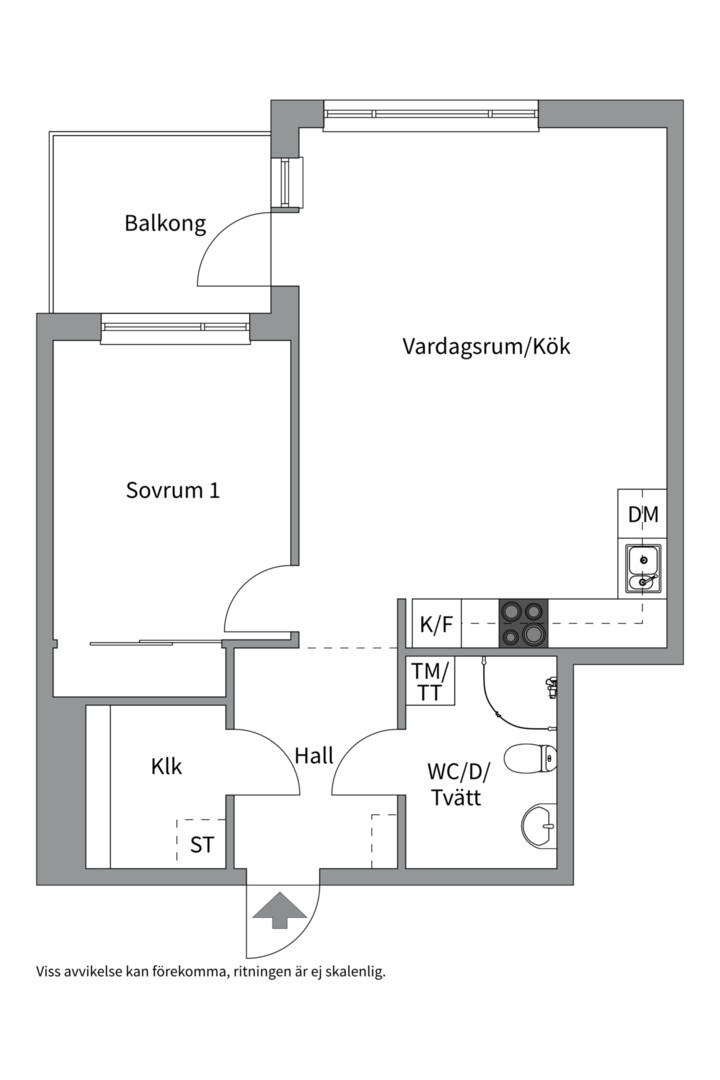 Planlösning från Vattholmavägen 6 A, Såld i Kapellgärdet, Uppsala