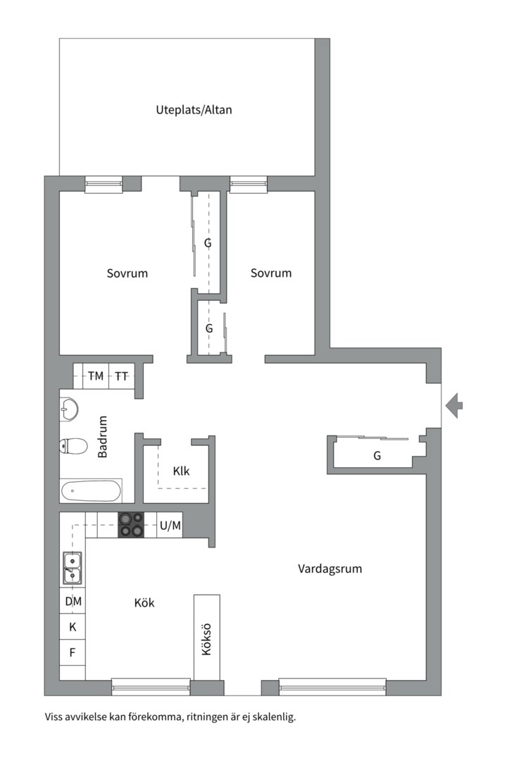 Planlösning från Hugingatan 11, Såld i Kungsängen, Uppsala