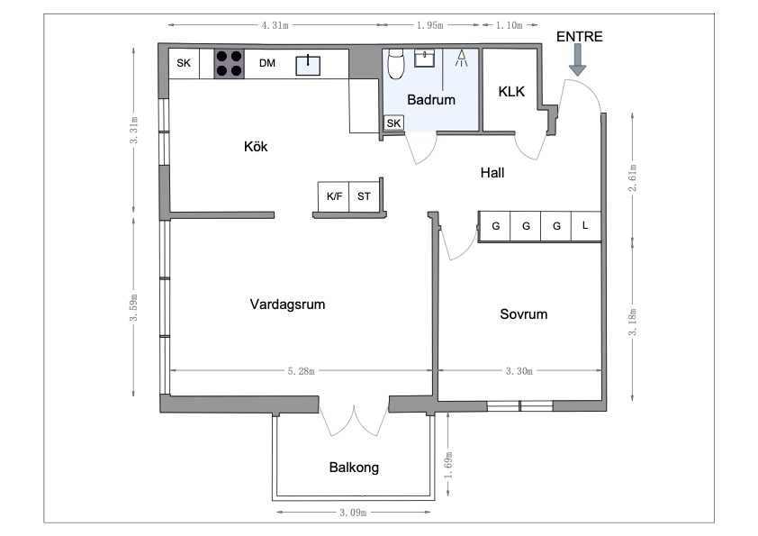 Planlösning från Edinsvägen 8, Såld i Ektorp, Nacka