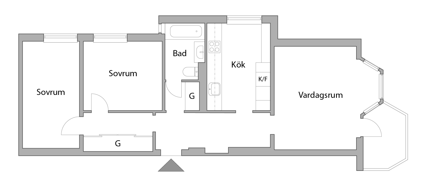 Planlösning från Alphyddevägen 25, Såld i , Nacka