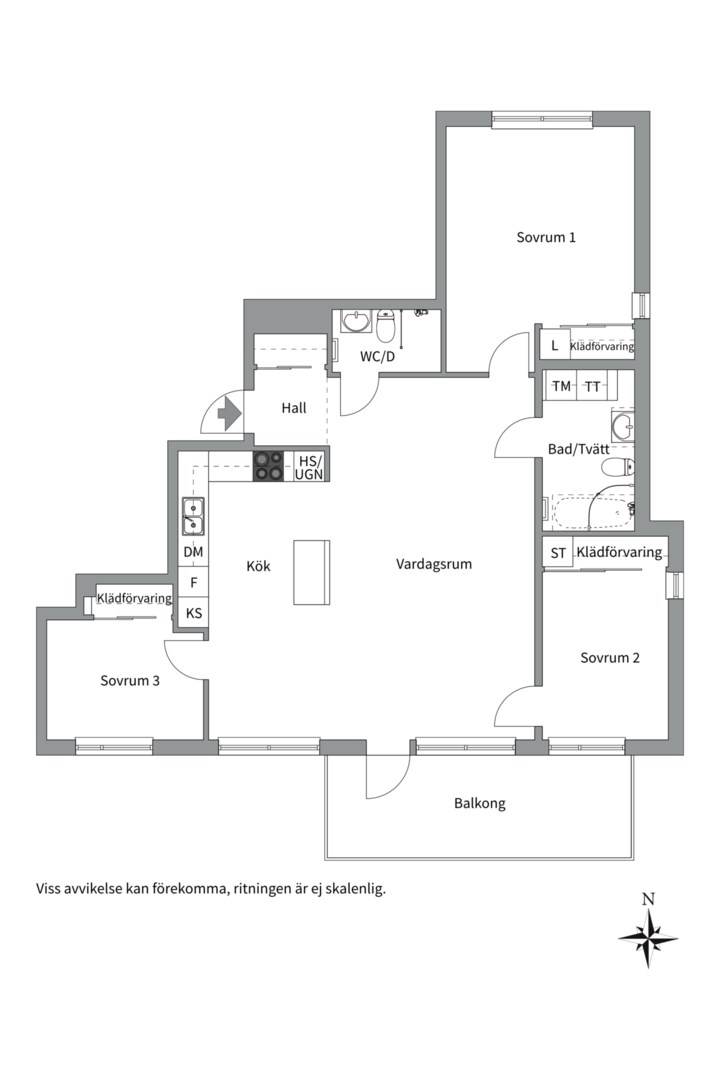 Planlösning från Portalgatan 92, Såld i Kapellgärdet, Uppsala