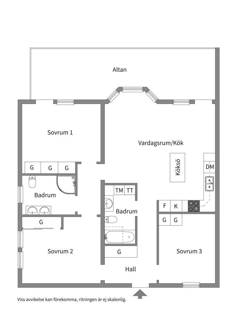 Planlösning från Hjortvägen 42F, Såld i Lännersta, Nacka