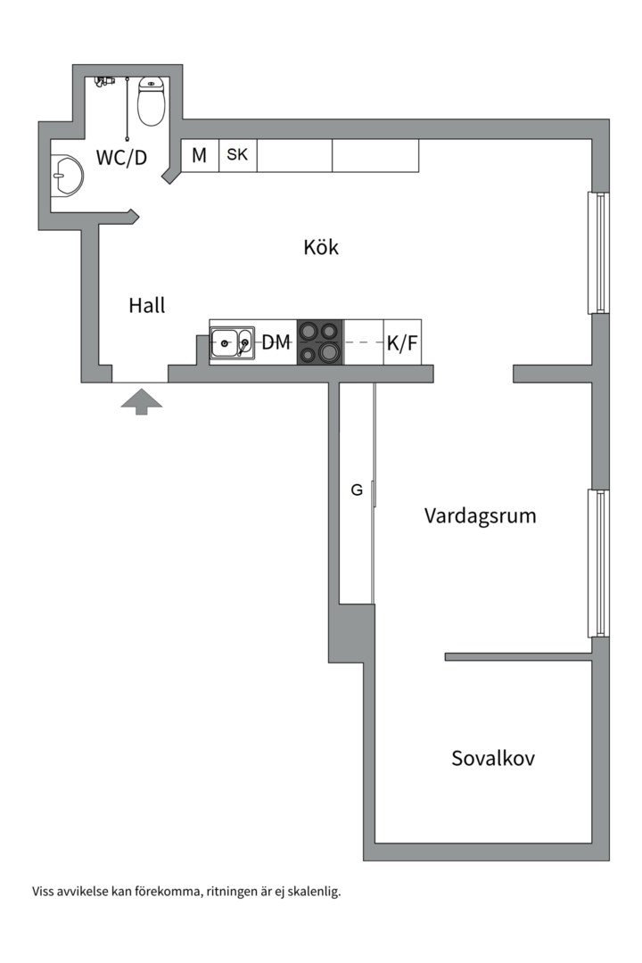 Planlösning från Kungsgatan 63A, Såld i Centrum, Uppsala
