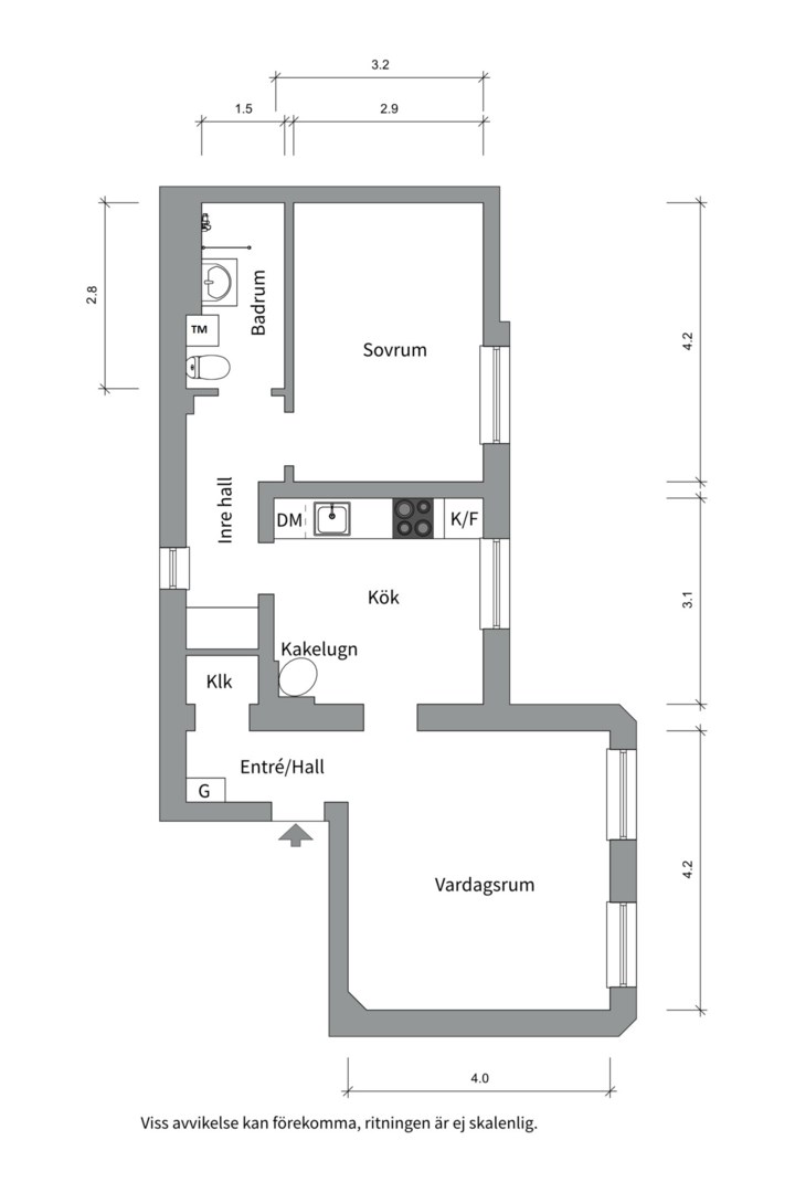 Planlösning från Östra Ågatan 41 B, Såld i Centrum, Uppsala