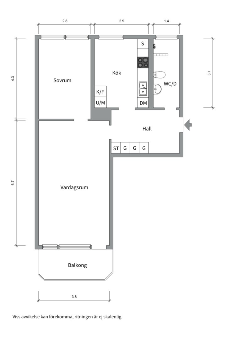 Planlösning från Väpnargatan 13A, Såld i Tunabackar, Uppsala