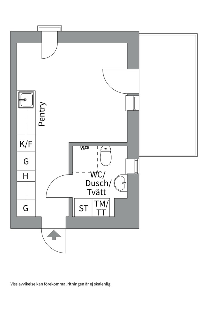 Planlösning från Klangs gränd 3B, Såld i Luthagen, Uppsala