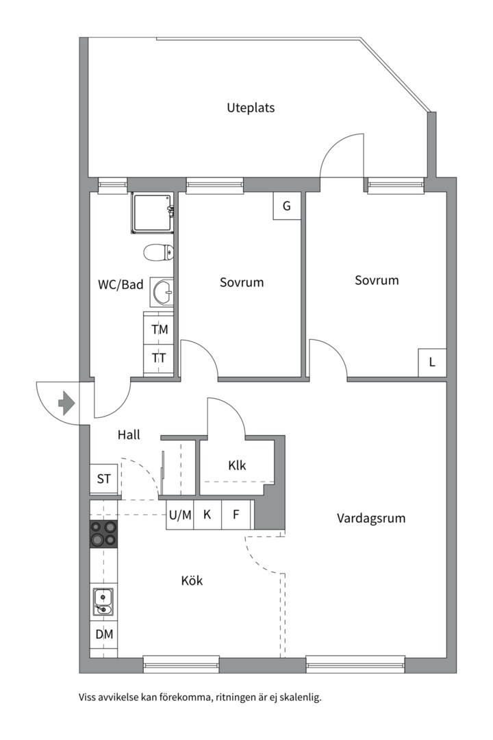 Planlösning från Torngatan 24, Såld i Kapellgärdet, Uppsala