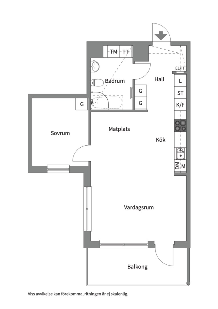 Planlösning från Virkesvägen 9A, 2 tr, Såld i Hammarby Sjöstad, Stockholm