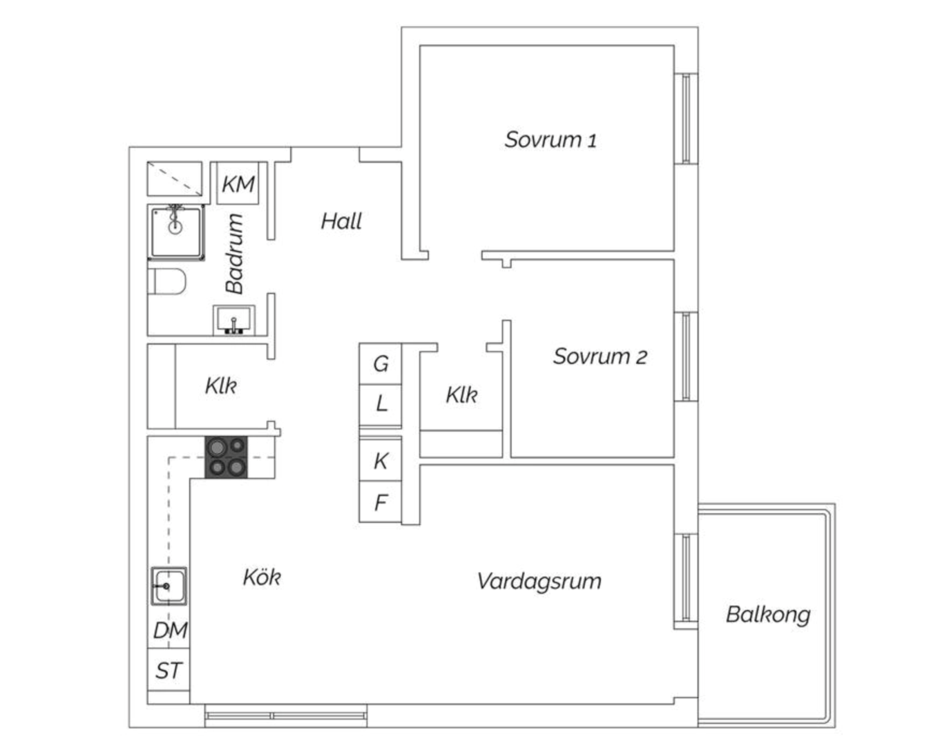 Planlösning från Edövägen 7E, Såld i Västra Orminge, Nacka