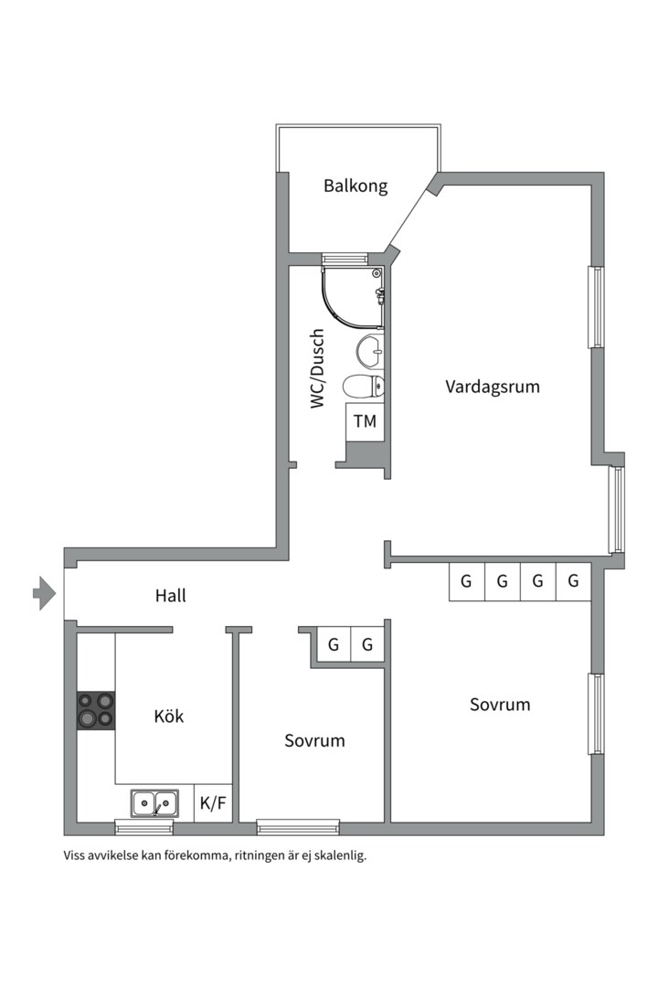 Planlösning från Linnégatan 16A, Såld i Centrum, Uppsala