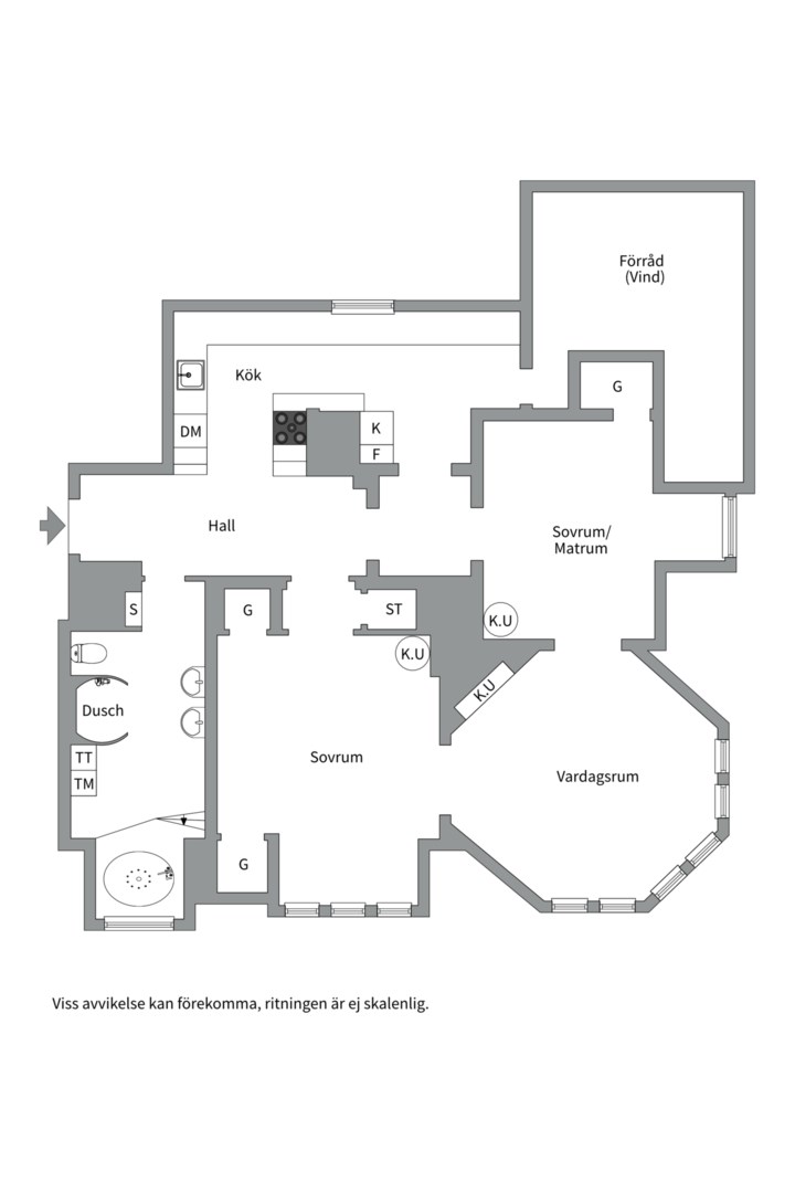 Planlösning från Kungsgatan 37 B, Såld i Centrum, Uppsala
