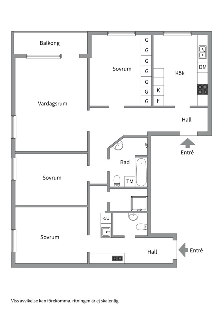 Planlösning från Kungsängsgatan 36C, Såld i Centrum, Uppsala
