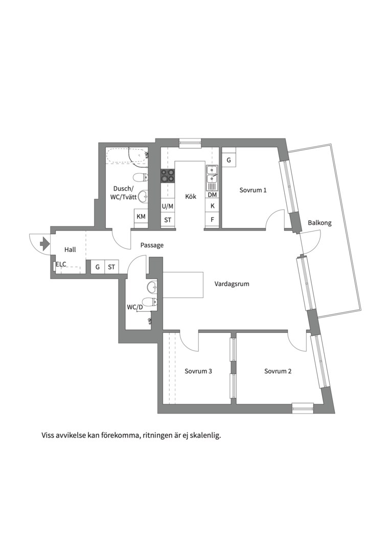 Planlösning från Tollareslingan 12, 5 tr, Såld i Tollare, Nacka